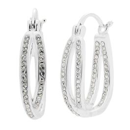 Marsala Silver Plated Crystal Split Row Hoop Earrings
