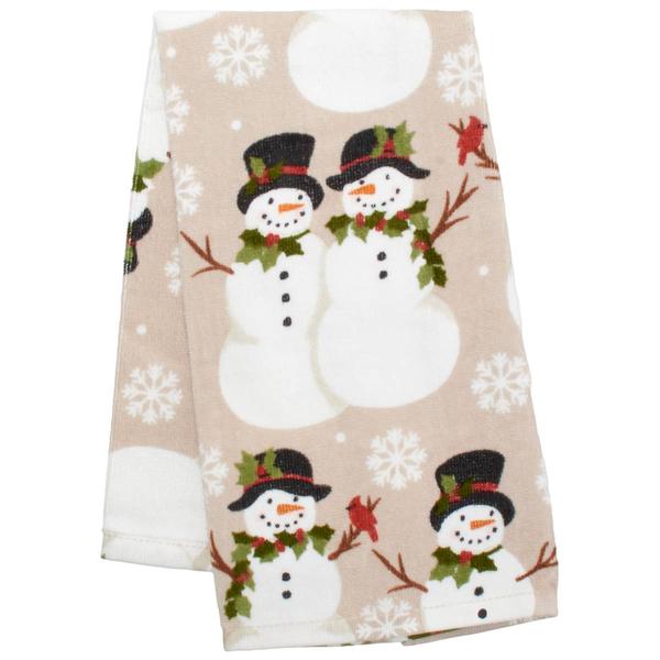 Holly Snowmen Reactive Kitchen Towel - image 
