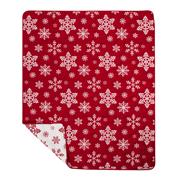 Greenland Home Fashions&#8482; Snowflakes Reversible Quilted Throw Bla