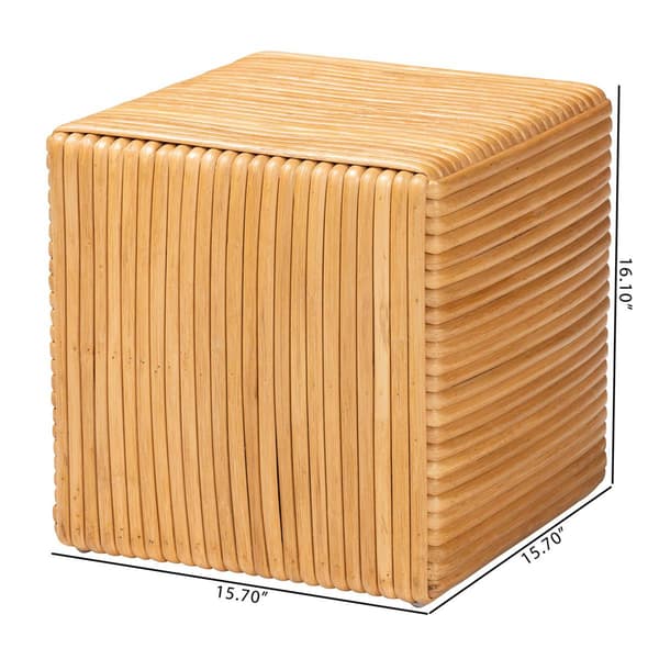 bali & pari Karina Bohemian Light Honey Rattan Footstool