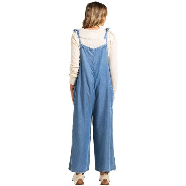 Juniors Hunter & Brown Tencel Tie Shoulder Overall Jumpsuit