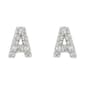 Sterling Silver Cubic Zirconia A Initial Stud Earrings - image 1