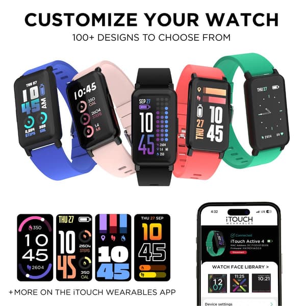 Womens iTouch Active 4 Black Strap Fitness Tracker TC4S01-G02