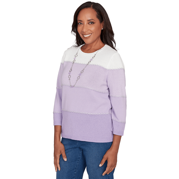 Petites Alfred Dunner Hilton Head Ombre Stripe Sweater With Neck