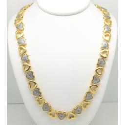 Gianni Argento Gold Plated 1/10ct. Heart Pendant Link Necklace