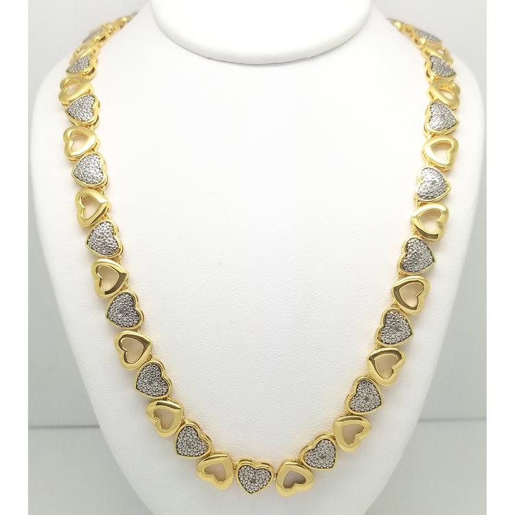 Gianni Argento Gold Plated 1/10ct. Heart Pendant Link Necklace