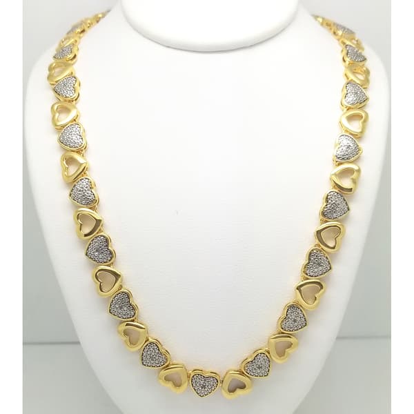 Gianni Argento Gold Plated 1/10ct. Heart Pendant Link Necklace - image 