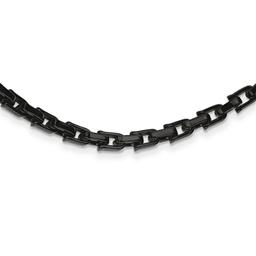Mens Gentlemen's Classics(tm) 8mm Wide Black IP-Plated Link Necklace
