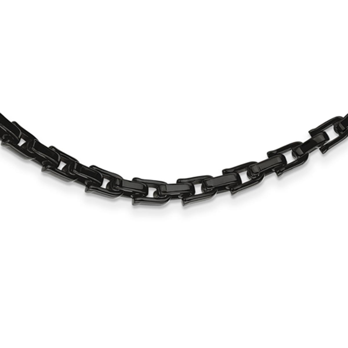 Mens Gentlemen's Classics(tm) 8mm Wide Black IP-Plated Link Necklace