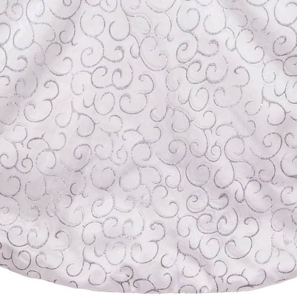 Kurt Adler 48in. Silver Glitter Swirl Tree Skirt