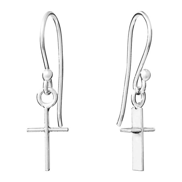 Athra Sterling Silver Cross Drop Earrings