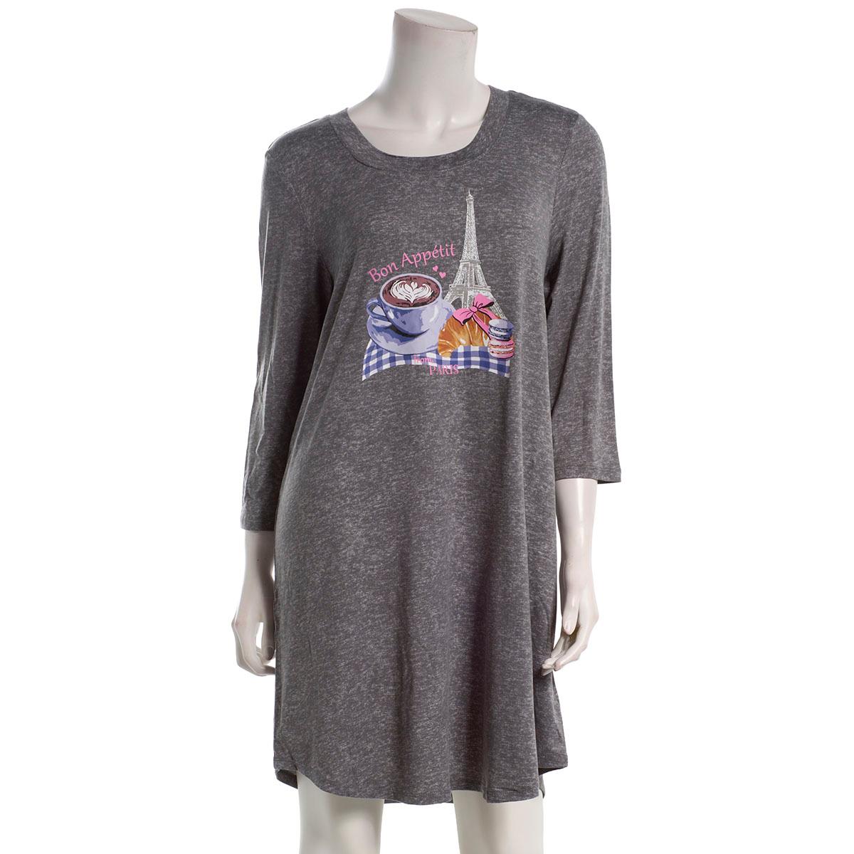 Womens Jaclyn 3/4 Sleeve Bon Appetit Nightshirt