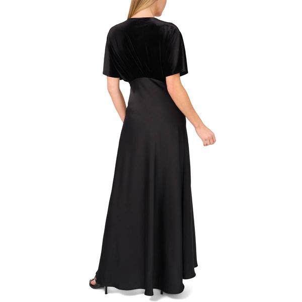 Womens MSK Dolman Sleeve Velvet & Satin V-Neck Gown