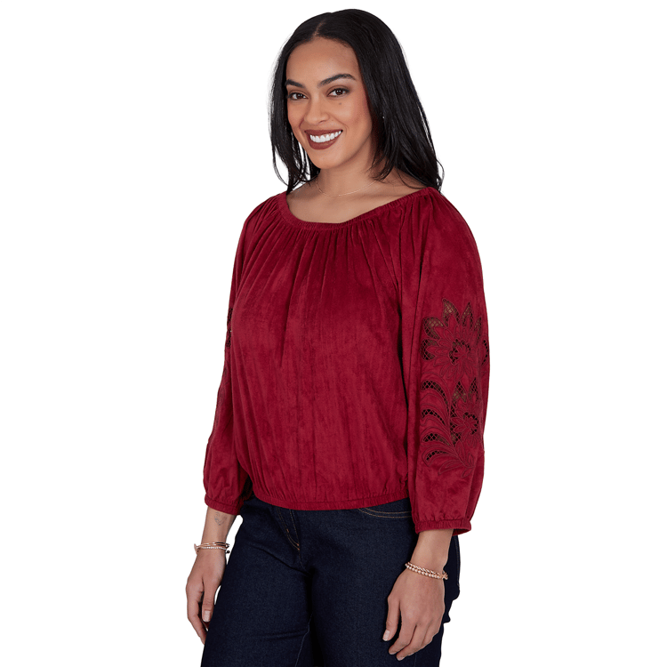 Womens Ruby Rd. English Countryside Floral Cutout Blouse
