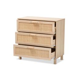 Baxton Studio Sebille Light Brown Wood 3-Drawer Storage Chest