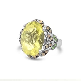 Le Vian&#40;R&#41; Oval Lemon Quartz Forest Green Tsavorite&#40;tm&#41; & Diamond Ring