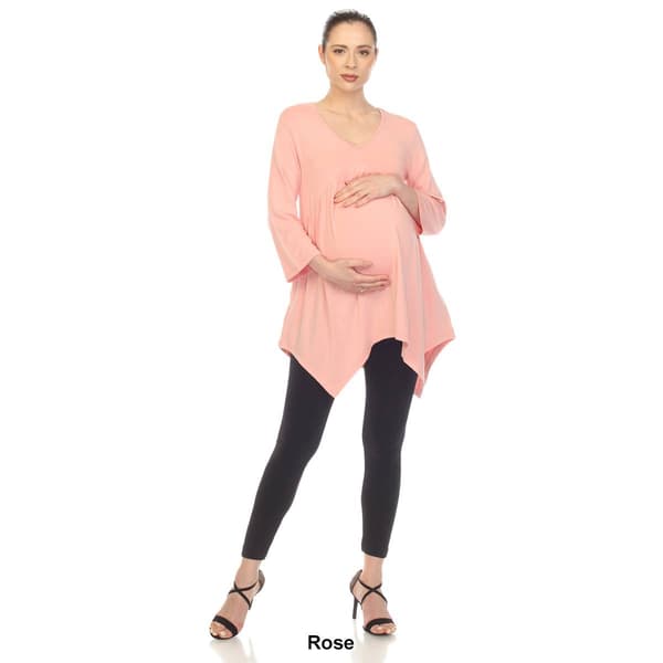 Plus Size White Mark Maternity Empire Waist V-Neck Tunic Top