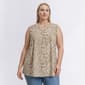 Plus Size Napa Valley Sleeveless Dove Floral Pleat Henley Blouse - image 1