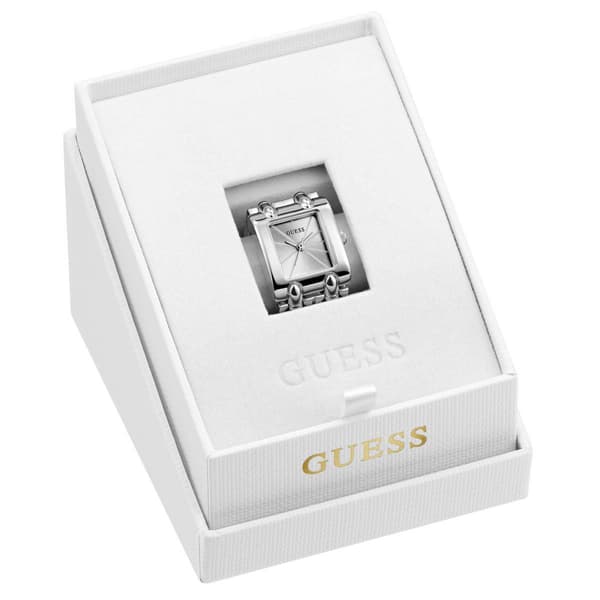 Womens Guess Silver-Tone Sunray Dial Ring Watch - GW1025L1