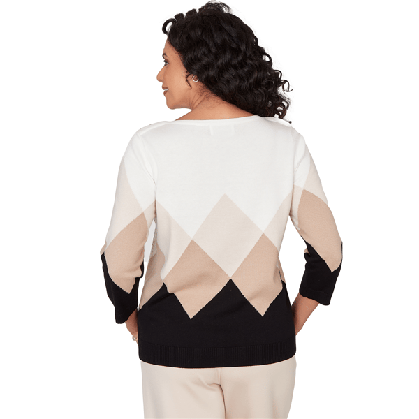 Petite Alfred Dunner Seville Stud Embellishment Argyle Sweater