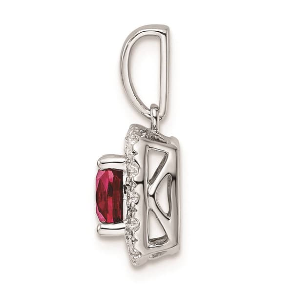 Pure Fire 14kt. White Gold Ruby Halo Pendant