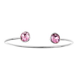 Silver Plated Austrian Light Rose Crystal Cuff Bangle Bracelet