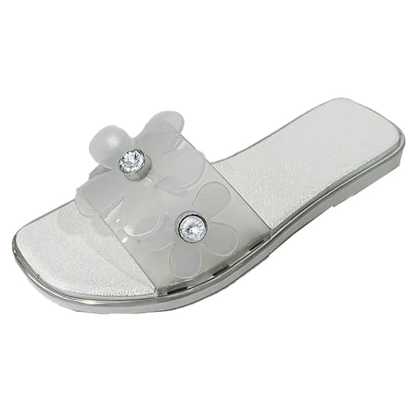 Womens Ashley Blue Daisy Shine Jelly Slide Sandals - image 