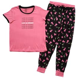 Juniors Pillow Talk Short Sleeve Life is Sweet Pajama Set