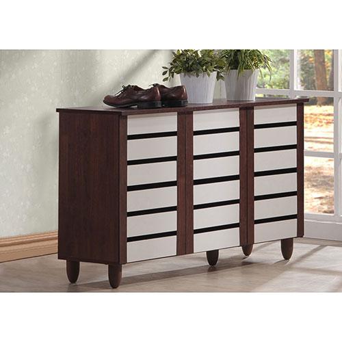 Baxton Studio Gisela Two-Tone Shoe Cabinet