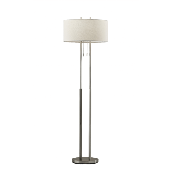 HomeRoots 62 Silver Metal Task Floor Lamp With White Fabric Dru