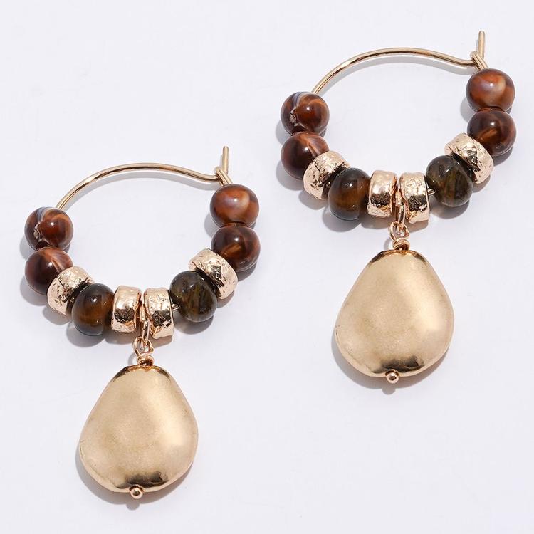 Ashley Cooper(tm) Dark Berry Beaded Teardrop Dangle Hoop Earrings
