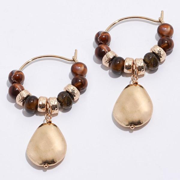 Ashley Cooper(tm) Dark Berry Beaded Teardrop Dangle Hoop Earrings - image 