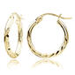 Gold Plated over Sterling Silver Diamond Cut 15mm Hoop Earrings - image 1