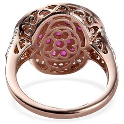 Gemstone Classics™ Rose Gold w/ Ruby & White Zircon Cluster Ring