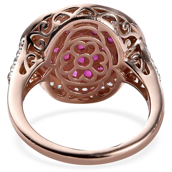 Gemstone Classics™ Rose Gold w/ Ruby & White Zircon Cluster Ring