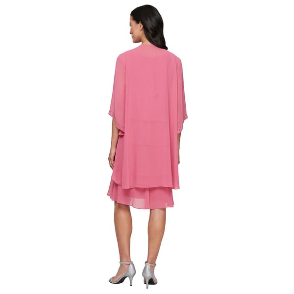 Petite SLNY Tier Chiffon Jacket Dress with Embellishment