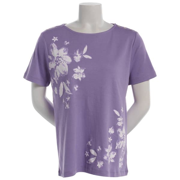 Plus Size Hasting & Smith Short Sleeve Watercolor Floral Tee - image 
