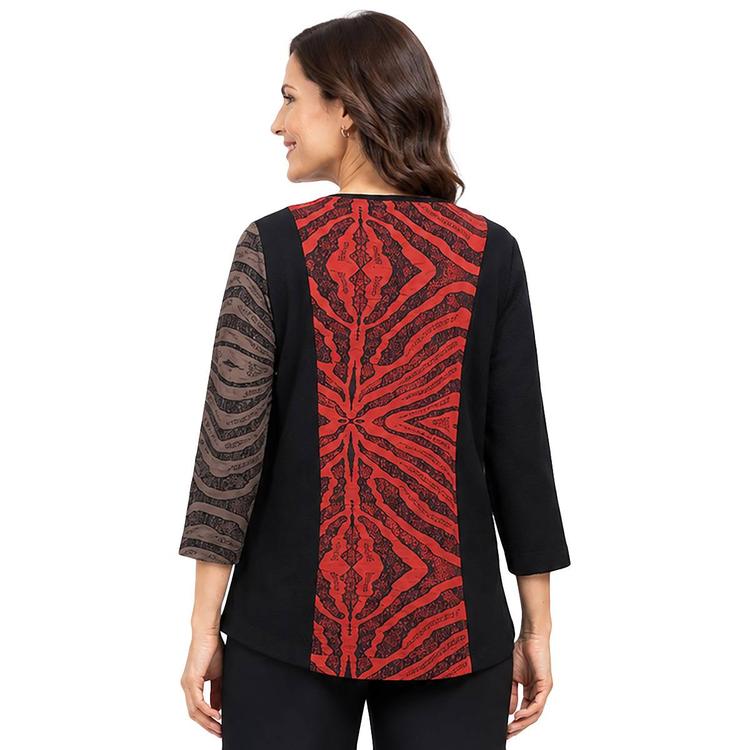 Petite Ali Miles 3/4 Sleeve Asymmetrical V-Neck Zebra Blouse