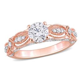 Gemstone Classics&#40;tm&#41; Rose Gold Lab Created White Sapphire Ring