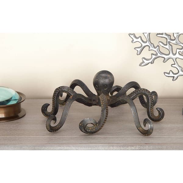 9th &amp; Pike® Black Metal Coastal Octopus Sculpture