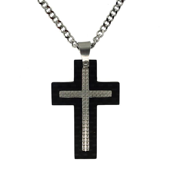 Mens Forever New Stainless Steel Black IP Pendant - image 
