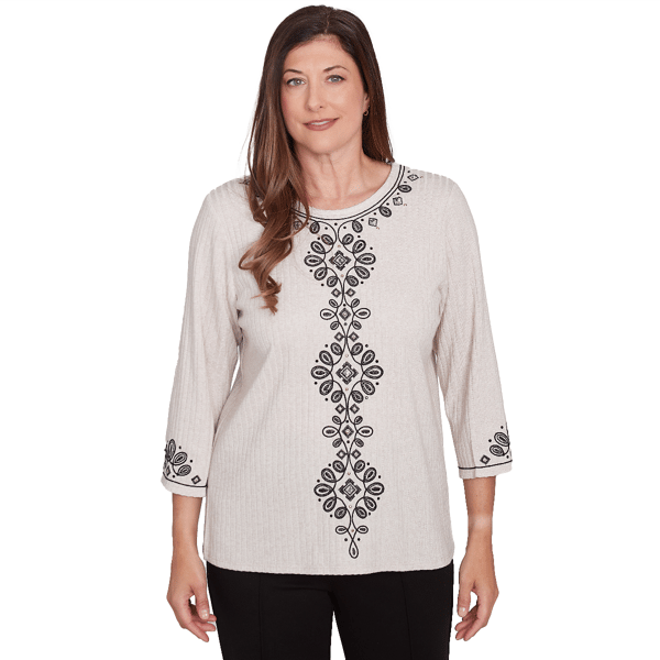 Womens Alfred Dunner Romancing The Stone Medallion Knit Blouse - image 