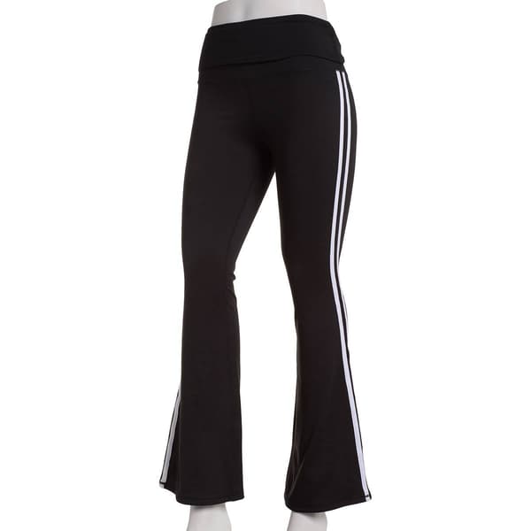 Juniors No Comment Lined Foldover Waist Side Stripe Leggings