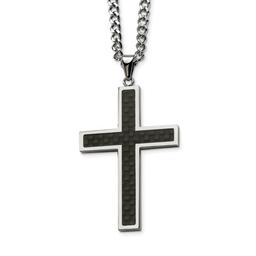 Mens Gentlemen's Classics(tm) Black Carbon Fiber Cross Necklace