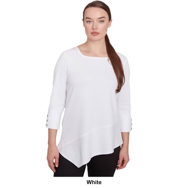 Petite Ruby Rd. Resort Ready Knit Cable Stripe Top