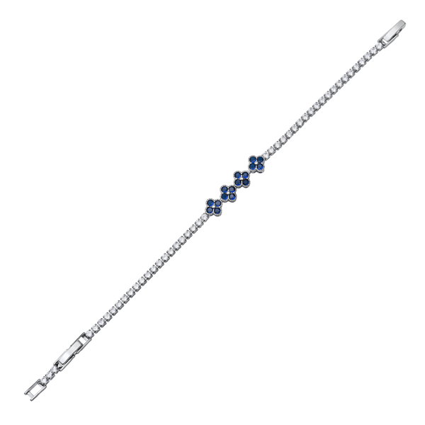 Saffron Blue CZ Blossom Accent Tennis Bracelet