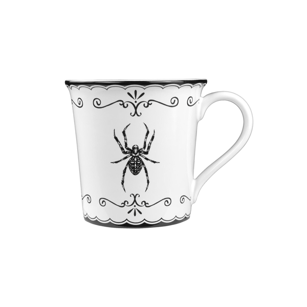 222 Fifth Elegant Haunting 4pc. White Porcelain Halloween Mug Set