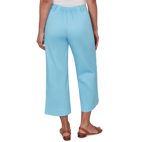 Petite Hearts of Palm Aqua Fresh Wide Leg Cropped Pants