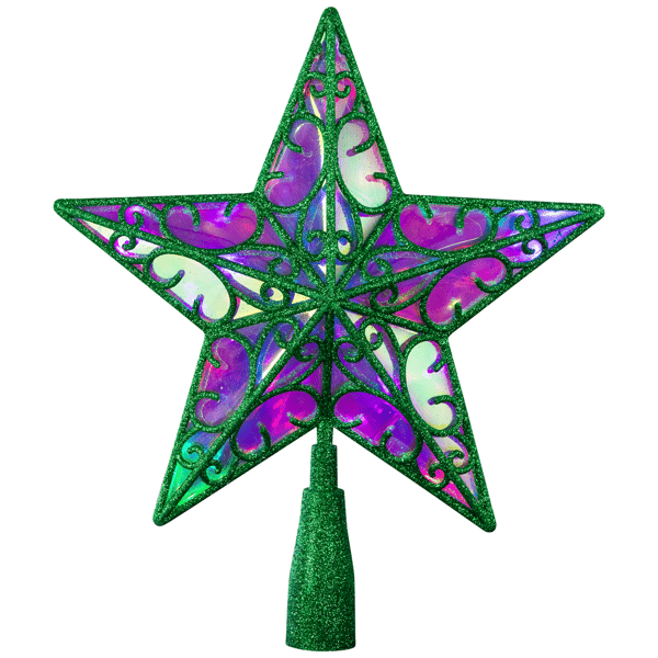Northlight LED Green Star Glittered Christmas Tree Topper