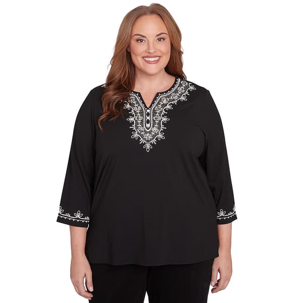 Plus Size Alfred Dunner Romancing The Stone Embroidered Knit Top